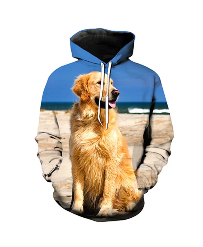 Blue Ocean Yellow Beach Cute Dog Print Fun 3D Sweatshirts