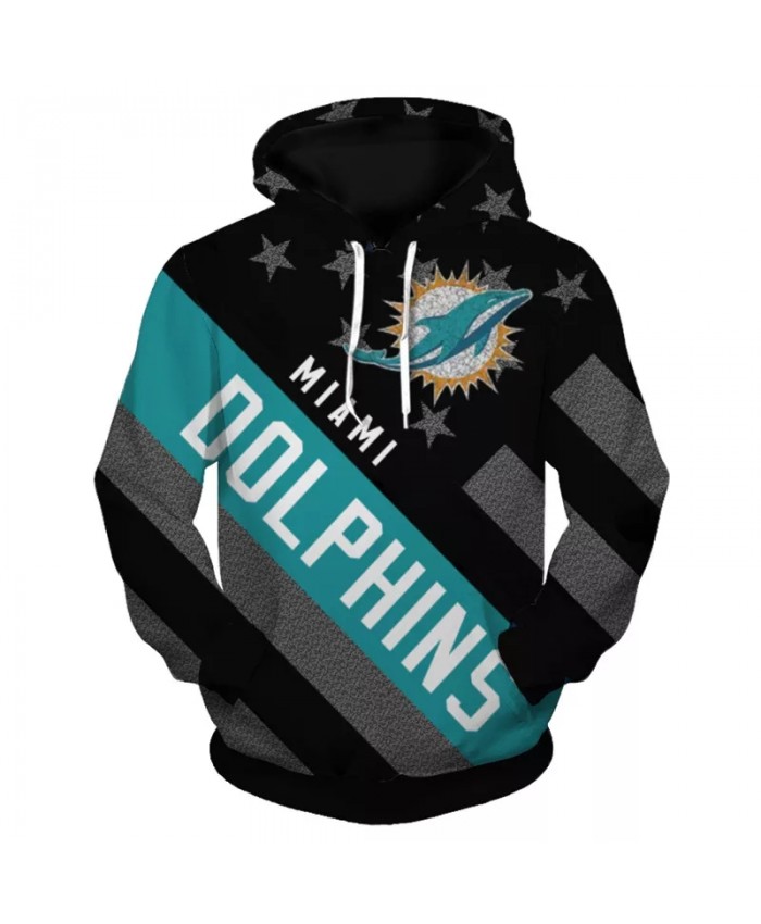 Miami fashion cool Football 3d hoodies sportswear Black stars and stripes cartoon animal print Dolphins sweatshirt 1