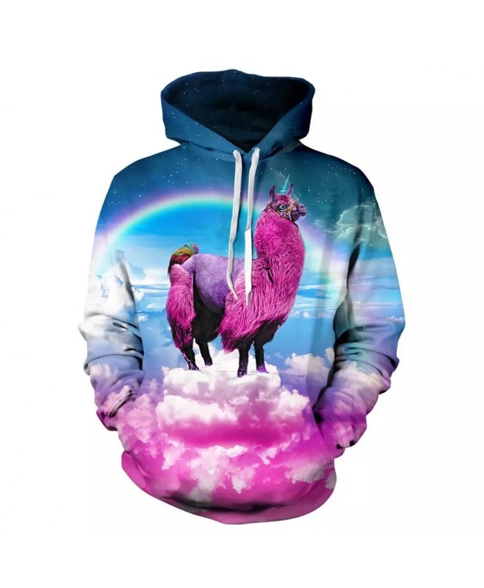 Blue sky red cloud alpaca print fashion 3D sweatshirt