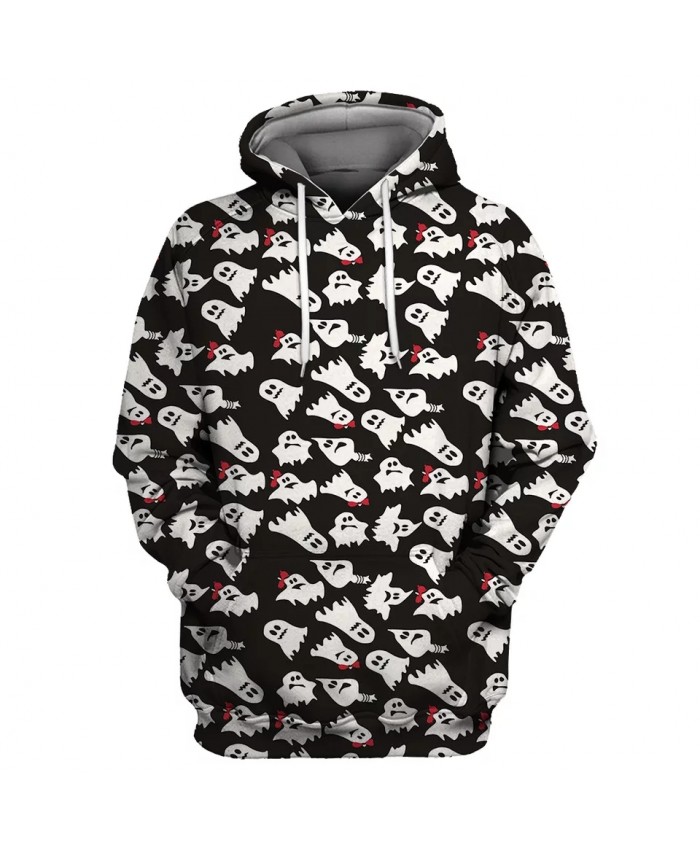 Rich expression red hat white ghost print fashion 3D sweatshirts