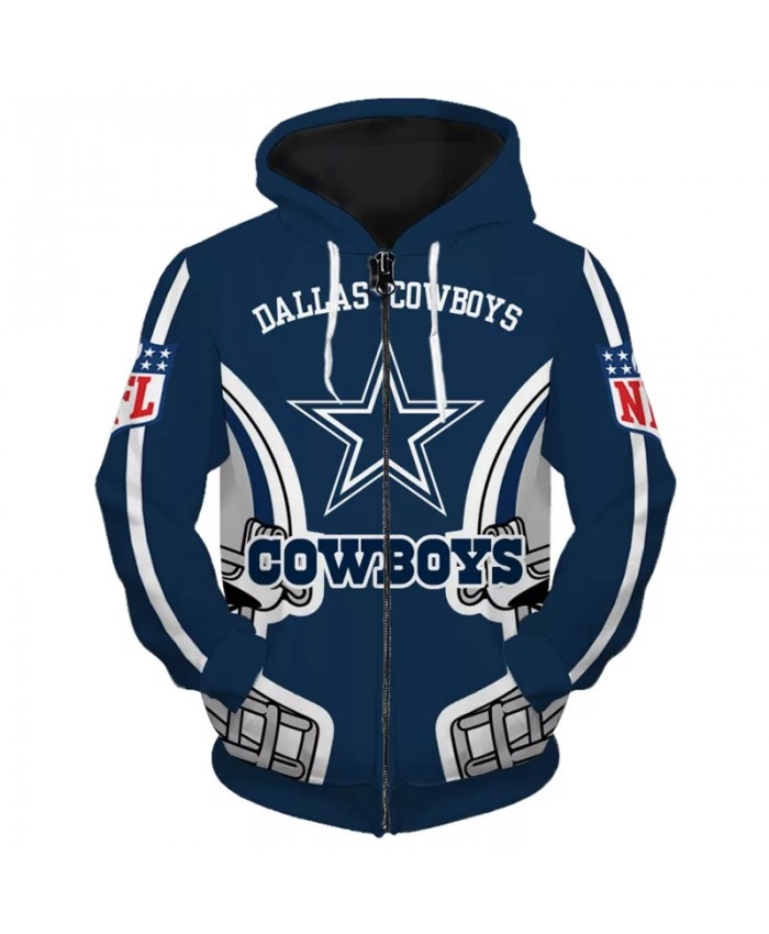 Dallas Fashionable American Football Cowboys Zipper hoodie Helmet pentagram print Fashion sportswear 2