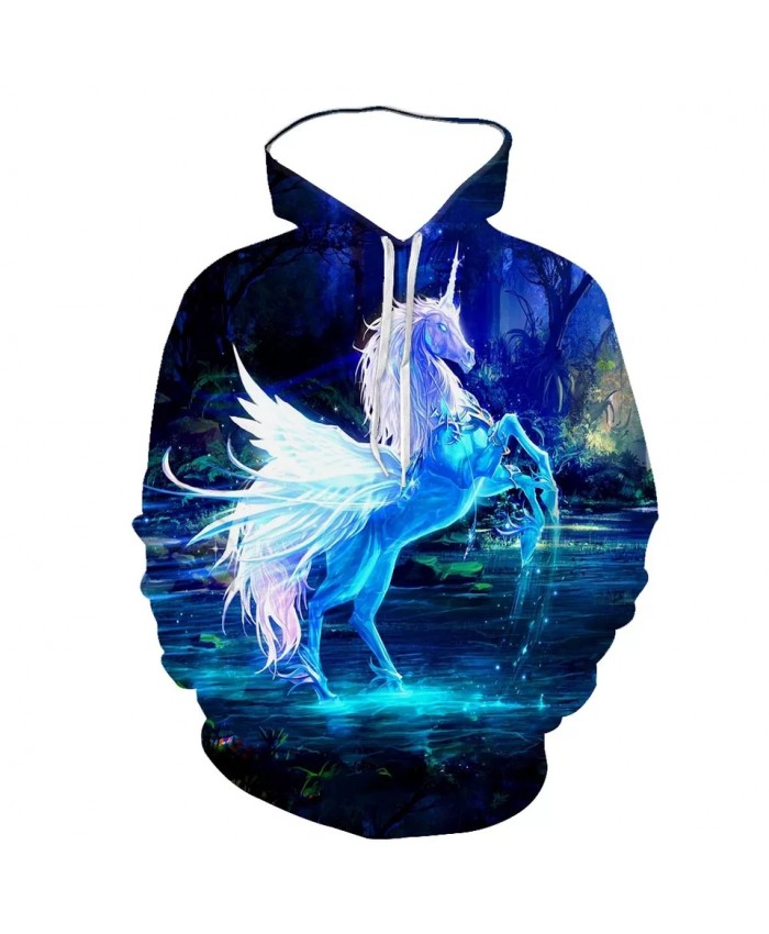 Spring And Autumn Cool Men And Women 3d Hoodie Printed Animal White Horse Pattern Fashion Casual Sweatshirt Coat