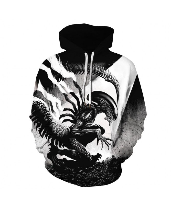 Alien 3D Print Unisex Sweatshirts Long Sleeve Hoodies Pullover Tops Hooded Pullover Clothing