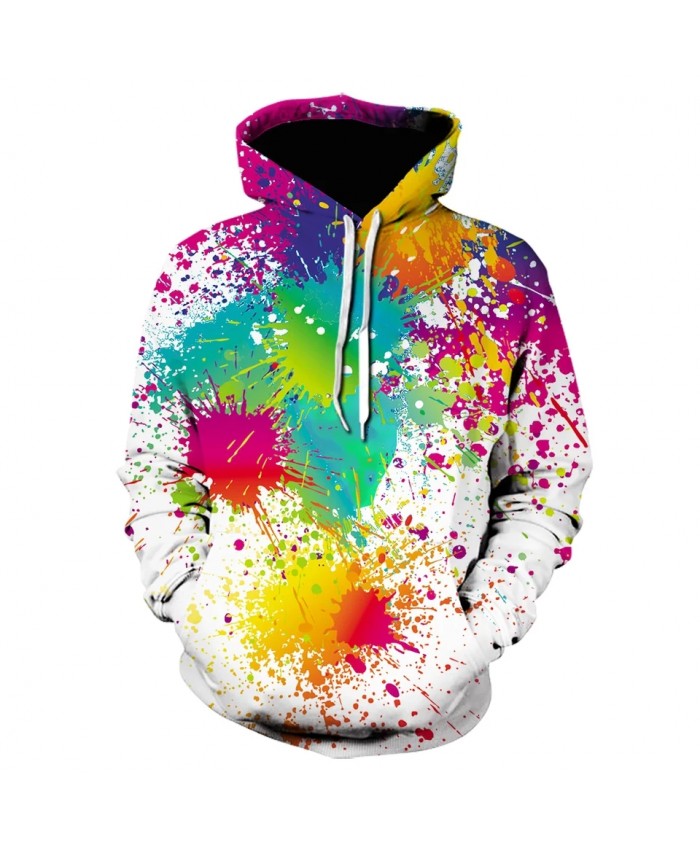 2021 Fall/winter New Men's And Women's Hoodie Splatter 3d Printing Tie-dye Hoodie Watercolor Cool Sweatshirt White Pullover Coat