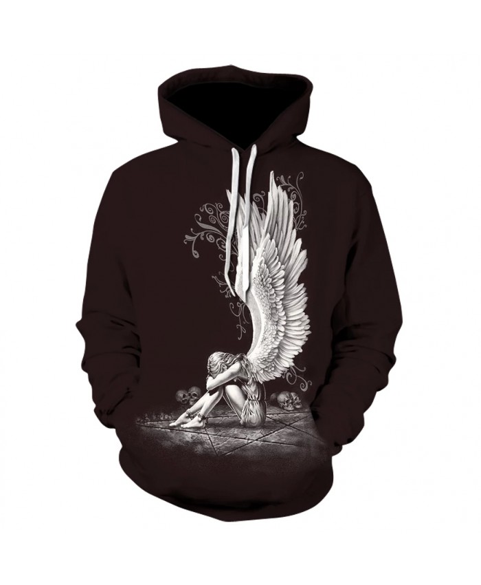 Stylish new skull line angel girl hoodie sweatshirt 2021 men's and women's casual long-sleeved hoodie jackets