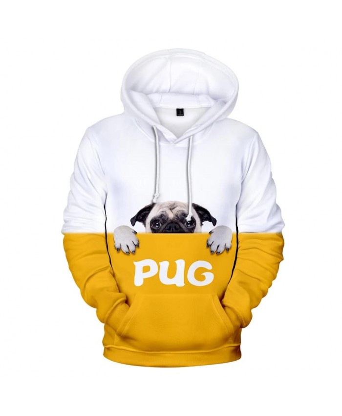 Cute Pug 3D Hoodies Men Women Sweatshirts Harajuku Kids Hoodie pullovers Print 3D Pug Hooded Autumn boys girls yellow white Tops