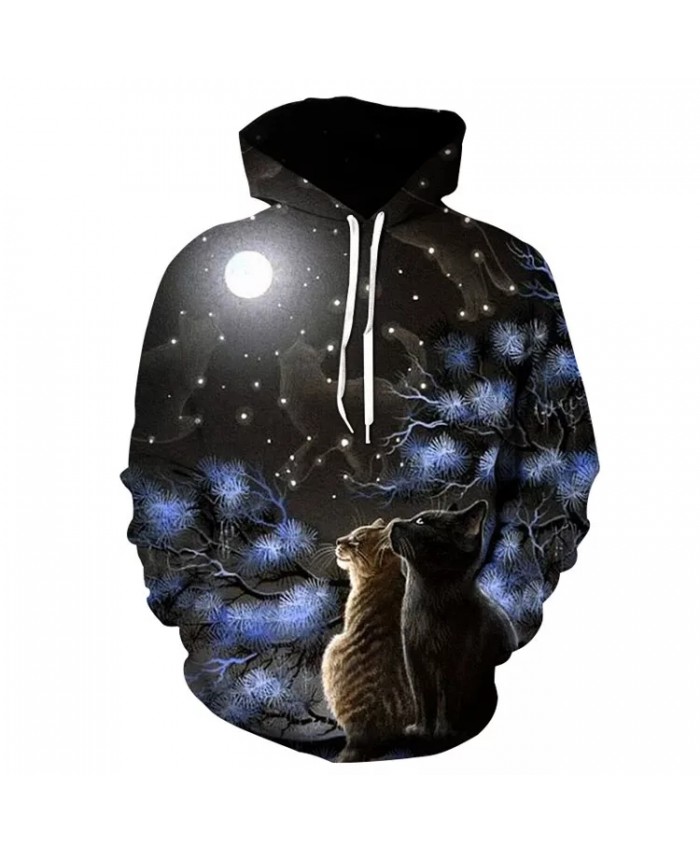 2021 New Men's Fashion Hot Style Hoodie Animal Cat Couple Print Pullover 3D Printing Loose Casual