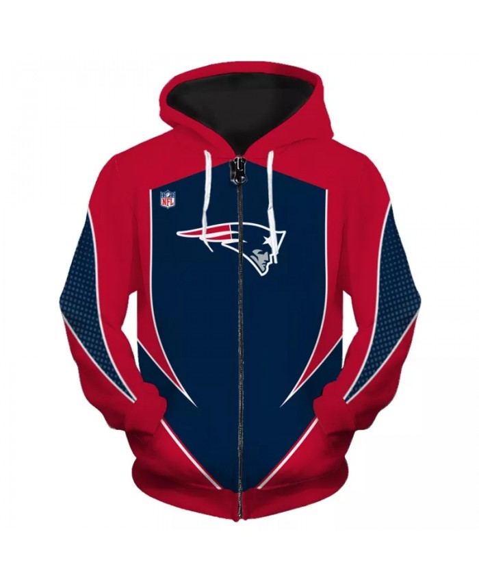 New England Fashionable American Football Patriots Zipper hoodies Patchwork design geometric line printing men's sweatshirt 2