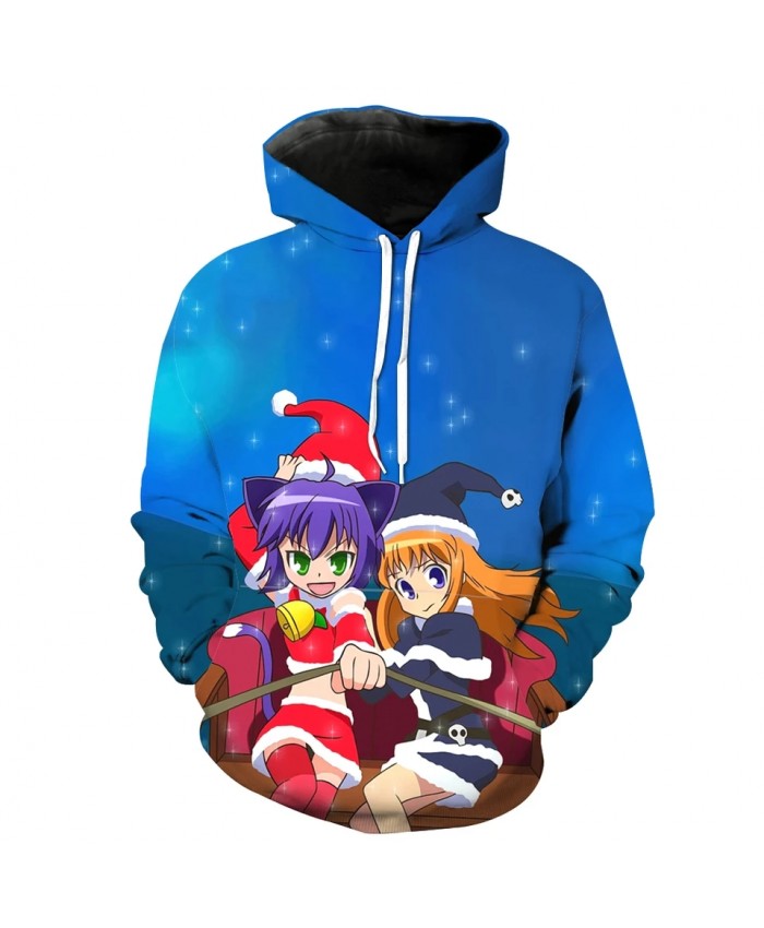 Fashion men's 3D cool hooded sweatshirt blue casual sportswear