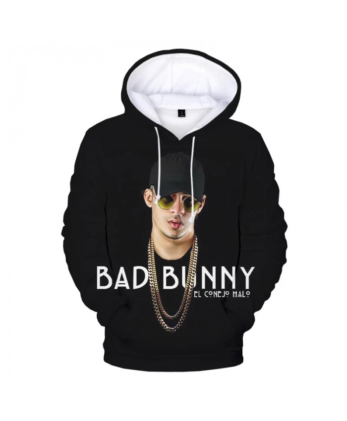 2021 New Arrival Bad Bunny 3D Hooded Sweatshirts Men Women Fashion Casual Hip Hop Hoodies Bad Bunny Print Pullover