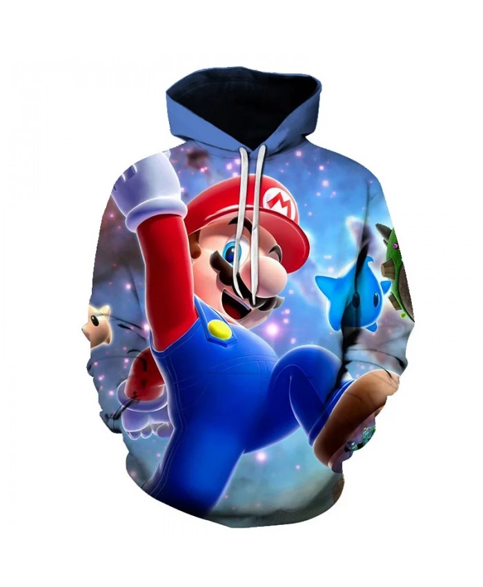Spring And Autumn New Men's And Women's Hoodie 3d Printing Children's Cartoon Mario Long Sleeve Sweatshirt Caot