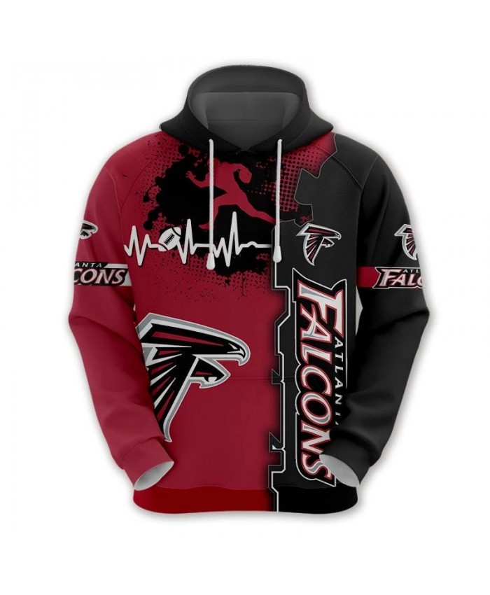 Atlanta fashion cool Football 3d hoodies sportswear Red black stripes graffiti geometric hound print Falcons sweatshirt