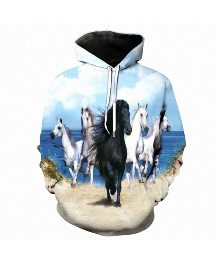 New Arrival 3D Sweatshirt Hoodies Men Horse Colorful 3D Print Long Sleeve Fashion Casual Hoodie Hip Hop Streetwear Pullover