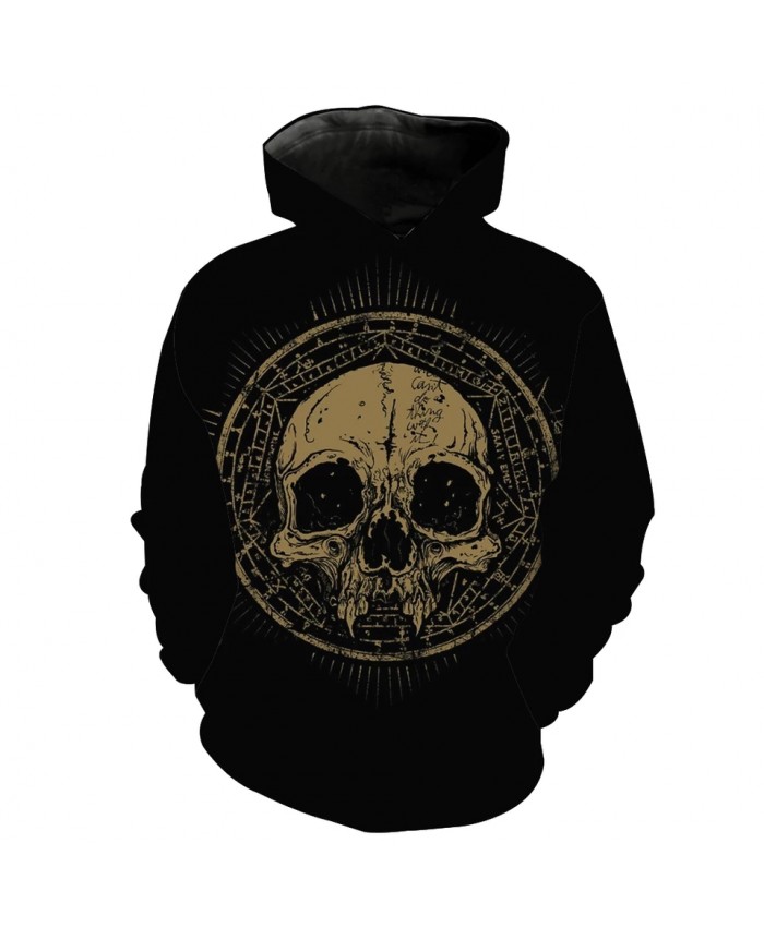 Men's Fashion 3D Hoodie Khaki skull letter print sweatshirts
