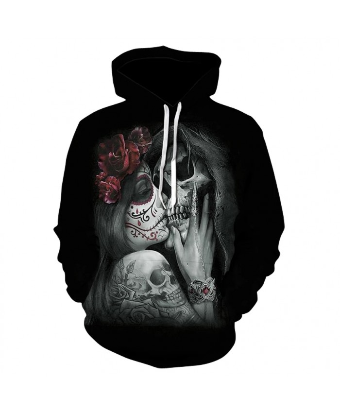 Spring autumn 2021 men's long-sleeved thin printed hoodie with floral design high quality 3D skull harajuku hoodie