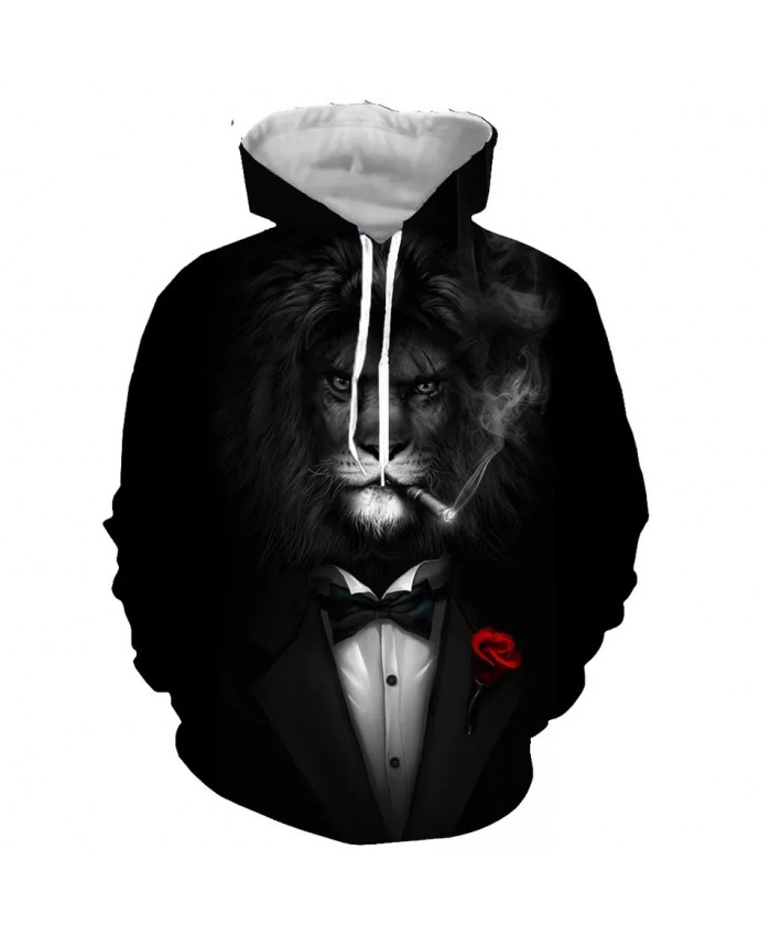 The gentleman lion Fashion Long Sleeves 3D Print  Hoodies Sweatshirts Jacket Men women