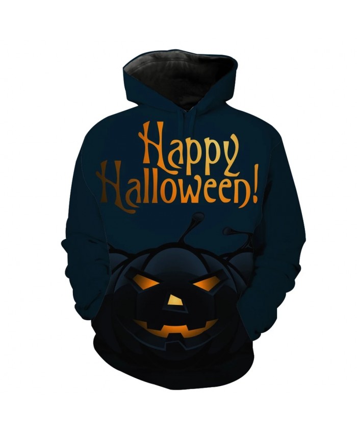 Men's Fashion 3D Hoodie Halloween series pumpkin lantern print black hoodie