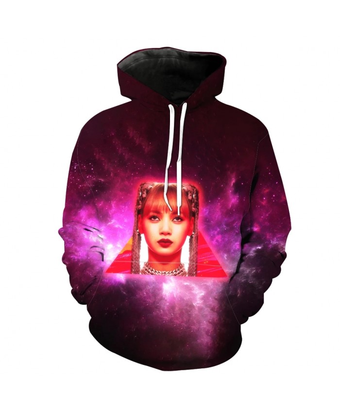 Purple starry beautiful girl print cool 3D hooded sweatshirt