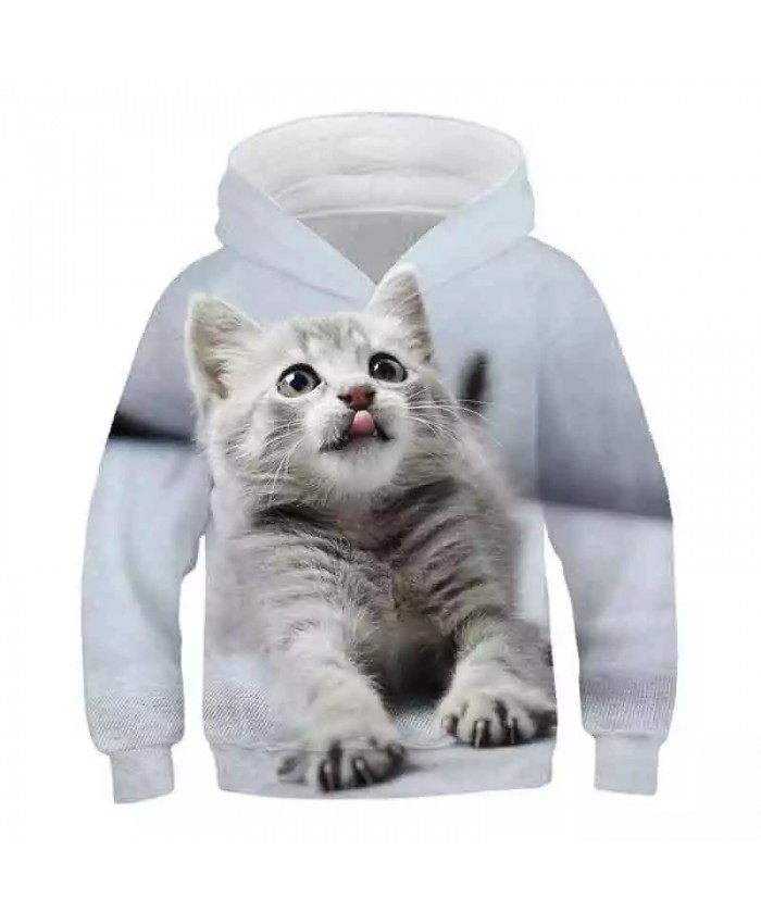 Children Hoodies Animals Cat 2021 Winter Warm Hoodie Kid Teenager Boys Girls Cartoon Fashion Sweatshirt Casual Pullover