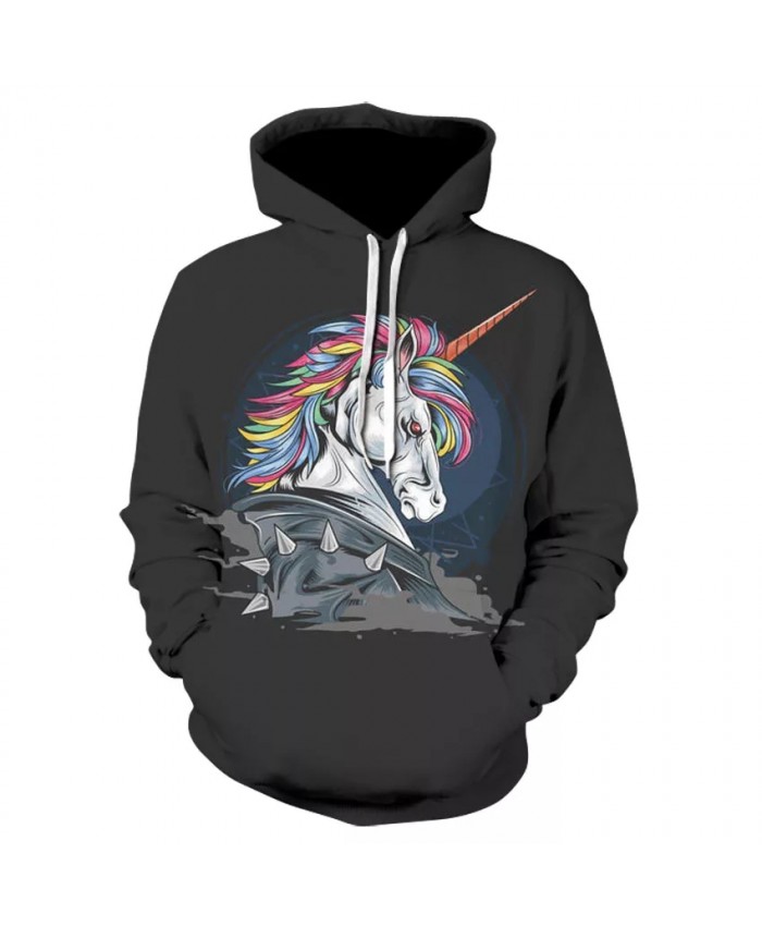Stylish high quality casual long-sleeved horse print street wear thin hooded sweatshirt 3D animal print floral hoodie