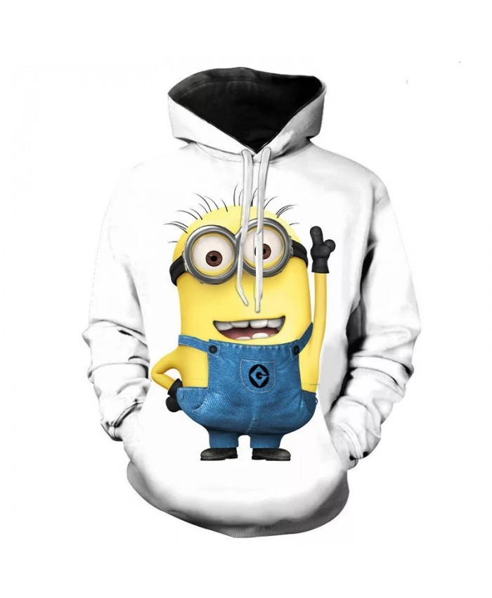 Autumn And Winter Cartoon Little Yellow Man 3d Printed Men's And Women's Hoodies Hip-Hop Boys And Girls Fashion Pullover Coat