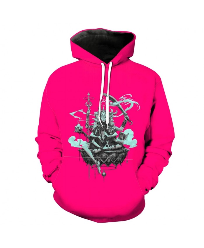 Fashion casual 3D hooded sweatshirt island Buddha print red sweatshirt
