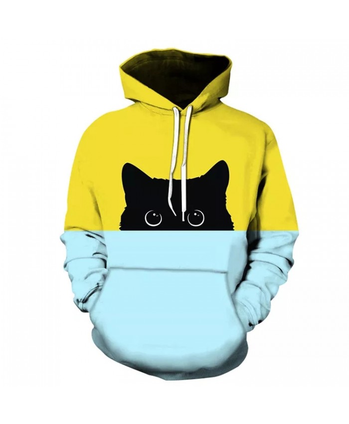 2021 New Men's Fashion Hot Style Couple Hoodie Funny Cat Pattern Trendy Sweater 3D Digital Printing Casual Loose Pullover