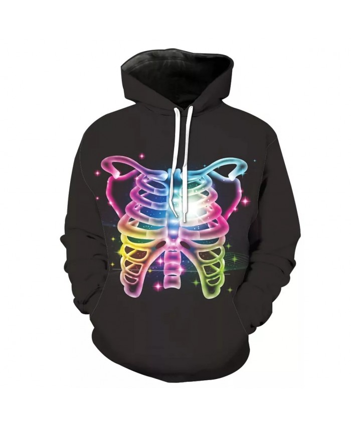 Men's Fashion 3D Hoodie Color fluorescent skull print sweatshirt