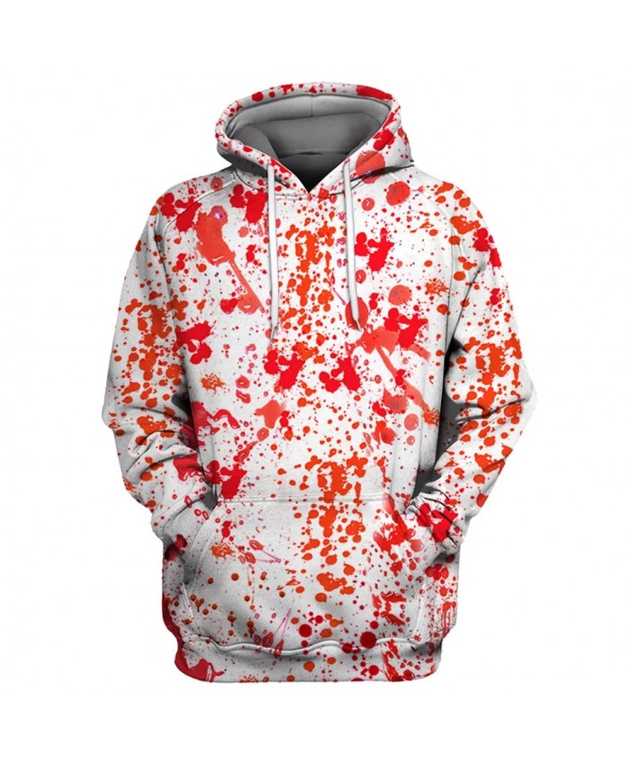 Red splash ink paint graffiti personality cool 3D hooded sweatshirts