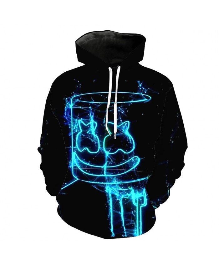 Men's Fashion 3D Hoodie Blue light stick smiley print sweatshirt