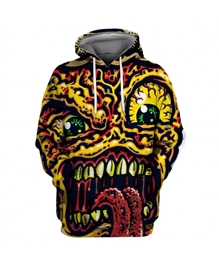 Stitching design graffiti yellow monster print fashion 3D hoodie