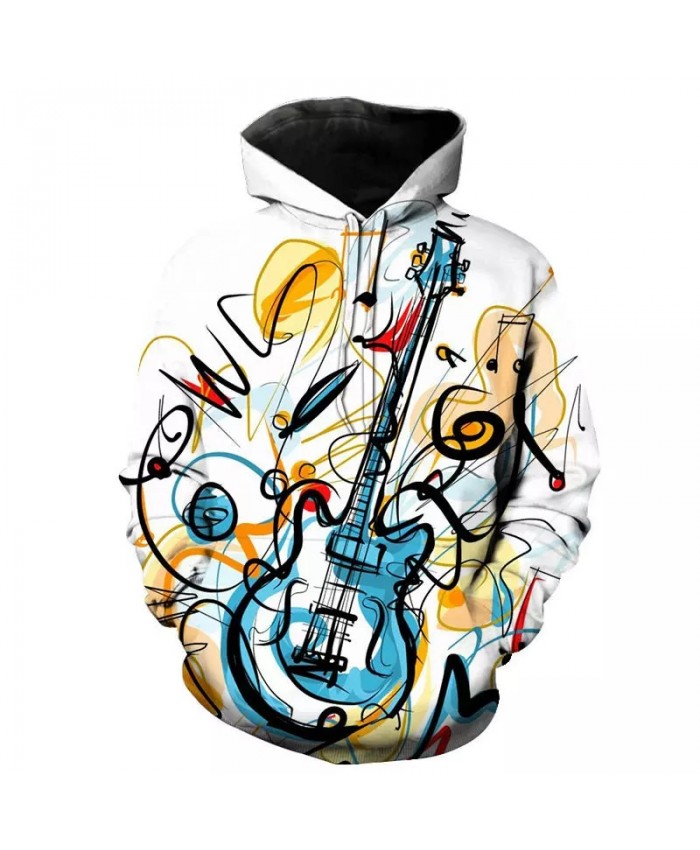Cool Guitar 3D Printed Hooded Sweatshirts Music Notes Fashion Casual Pullover Men Women Streetwear Harajuku Oversized Hoodies