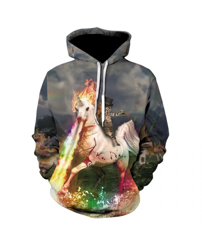 Creative design of men's fall casual long sleeve hooded sweatshirt 2021 fashion horse print animal print hoodie