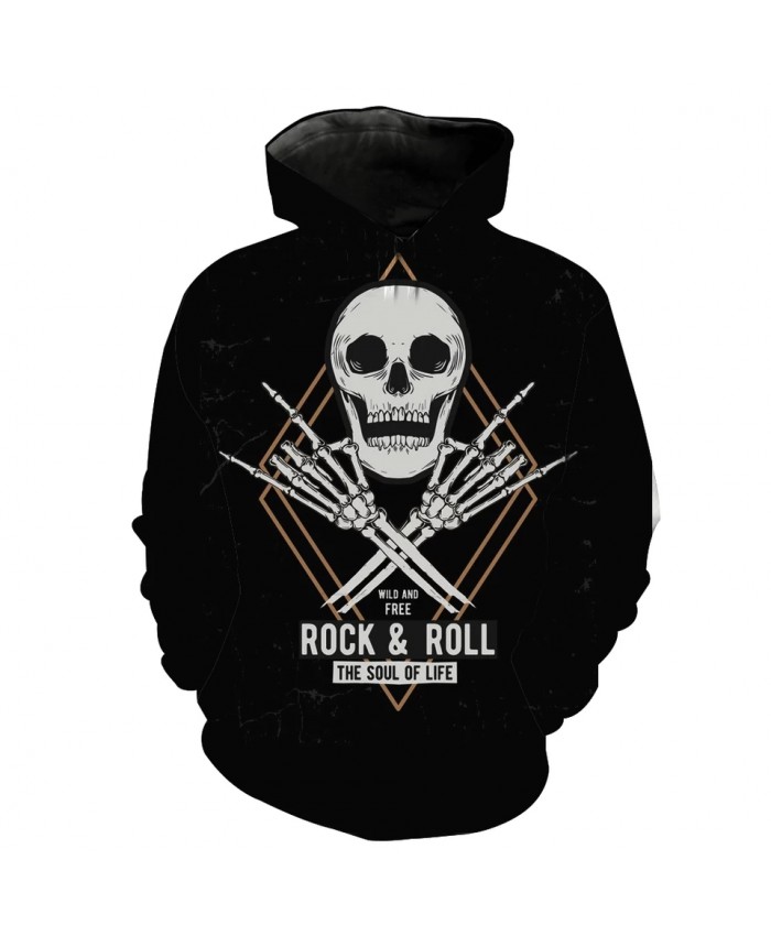 Men's Fashion 3D Hoodie Diamond pattern rock skull print sweatshirts