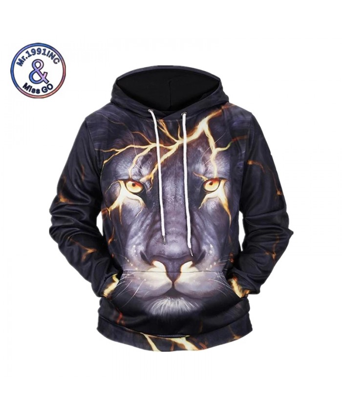New Fashion Unisex 3D Sweatshirts Print Lighting Lion Hoodies Spring Hooded Pullover Tops Men Women Moletom Masculino