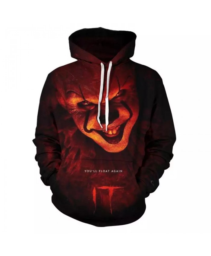 2021 Autumn 3d Clown Print Men's Hoodie Cosplay Costume Fashion Casual Men And Women Cartoon Clown Sports Hoodies Halloween
