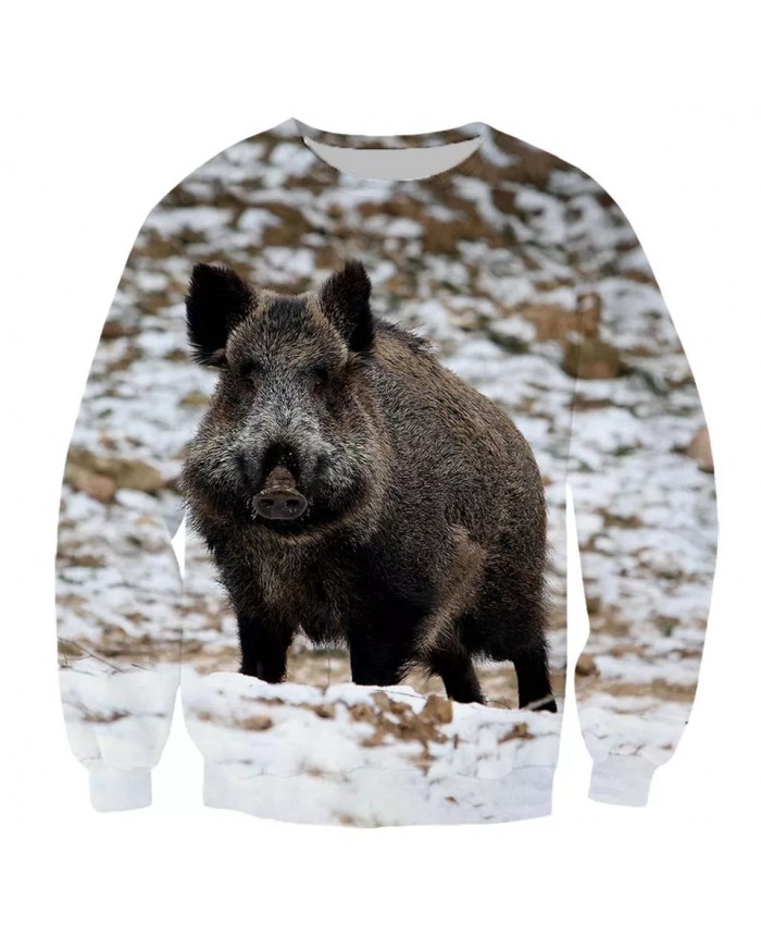 Wild boar Fashion Playerun Funny New Fashion Long Sleeves 3D Print Hoodies Sweatshirt Jacket Men women E