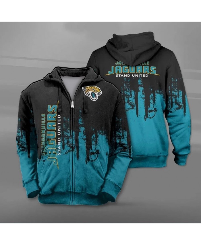 Jacksonville Fashionable American Football Jaguars Zipper hoodies Graffiti splash ink paint roaring leopard print 3D sweatshirts