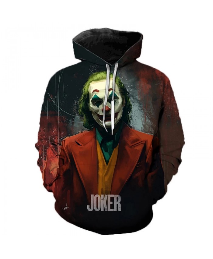 Horror Movie Joker 3D Hoodies Men Women Casual Sweatshirts IT Clown Print Pattern Tops Fashion Streetwear Oversized Hoodies