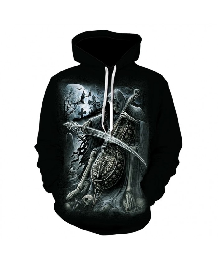 Harajuku men's personalized long-sleeved hoodie spring and autumn thin skull print hoodie