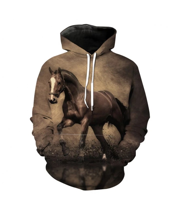 Yellow sand sky running horse print fashion men's 3D hooded sweatshirts
