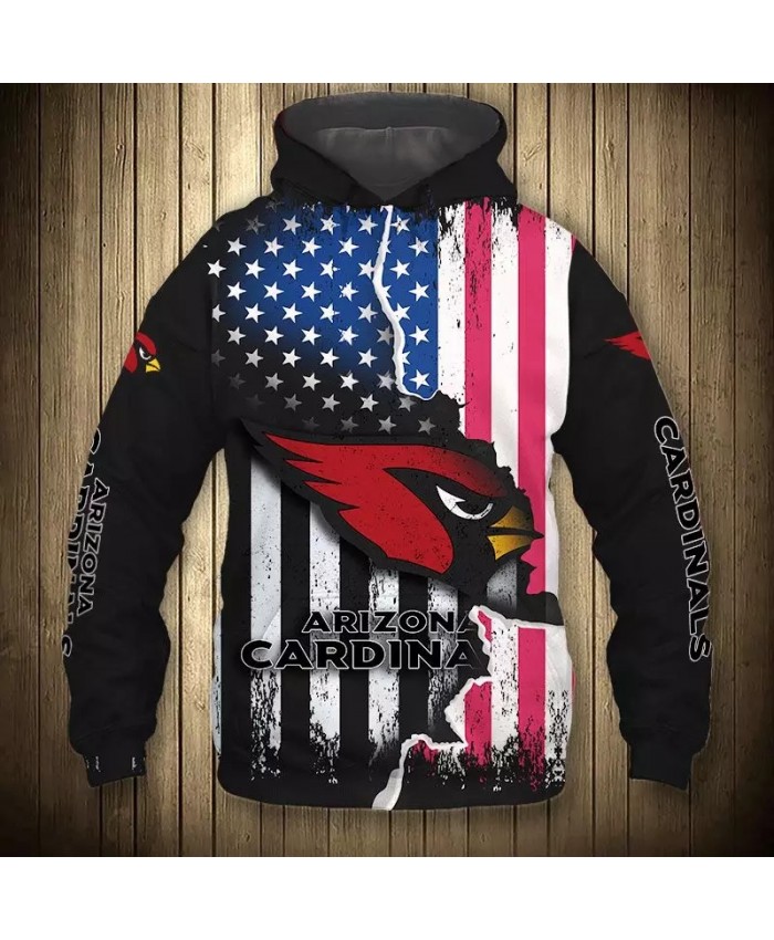 Arizona fashion cool Football 3d hoodies sportswear American flag red cartoon bird print Cardinals sweatshirt