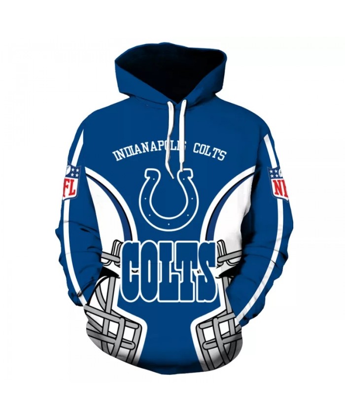 Indianapolis fashion cool Football 3d hoodies sportswear White helmet blue letter U print Colts sweatshirt