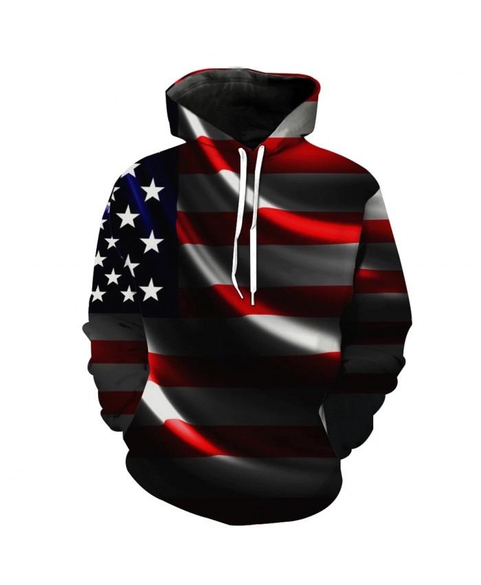 Patchwork Lights American Flag Print Casual 3D Hoodie
