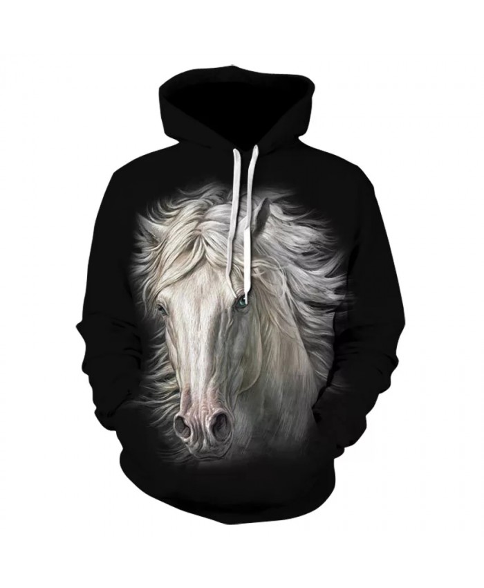 The new men's fall casual long sleeve hooded sweatshirt for men and women is a stylish animal and horse print hoodie