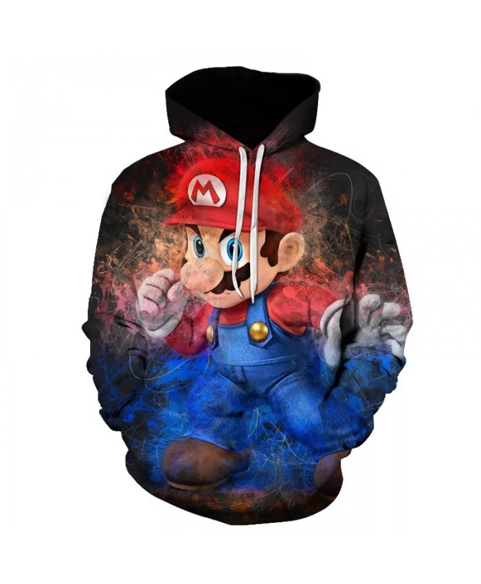Autumn And Winter Men's Hoodie Classic Game Super Mario Bros. 3d Printing Children's Cartoon Sweatshirt Fashion Casual Coat