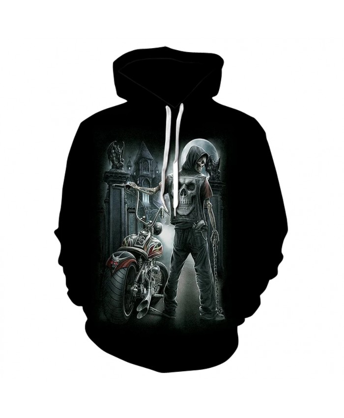 Men's long-sleeved thin print hoodie spring autumn 2021 high quality motorcycle skull skateboard sport coat