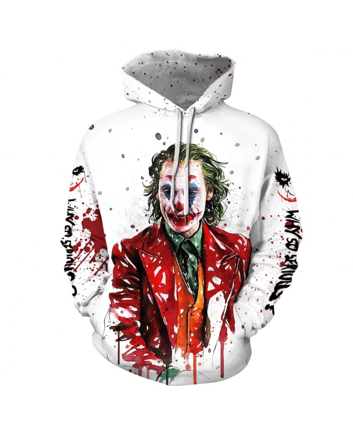 New 3D Joker Print Fashion Brand Men's Hoodies Sweatshirt Men Funny Plus Size black Hoodie For Male Unisex Winter Pullovers