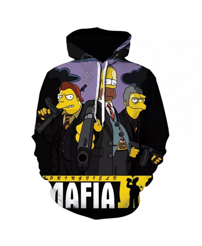 Men Women Hoodie Letter 3DPrint Fashion Gangster Simpson Sweatshirt Long Sleeve  Hoodies Cartoon Simpsons Mens High Quality Coat