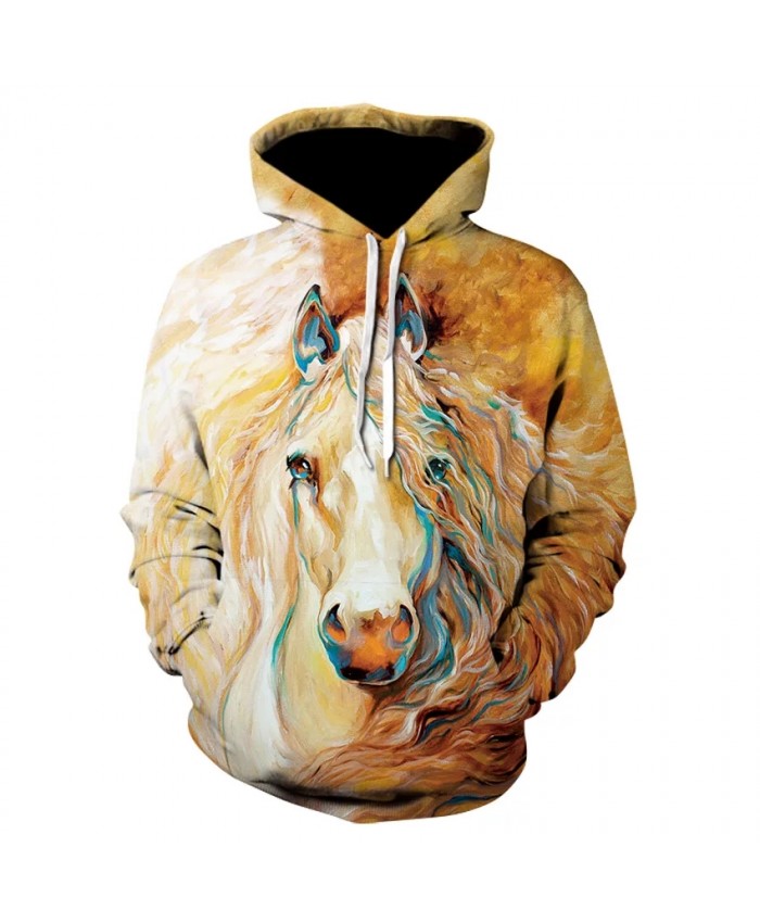 High quality casual long sleeve horse print street wear thin hooded sweatshirt 3D animal print floral hoodie